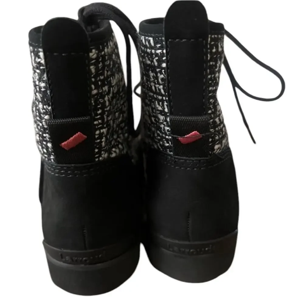 Larroude Vail Black Tweed/Suede Ankle Boots – 8.5